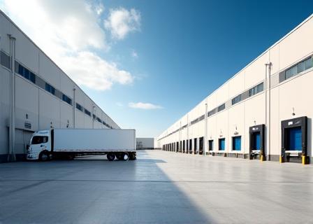 Warehouse loading dock with FTL truck